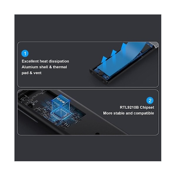 QD-M2 SSD-kabinet NGFF 5 Gbps SATA-protokol M.2 til USB 3.1 Gen1 SSD-adapter til NGFF SATA SSD-diskboks M.2