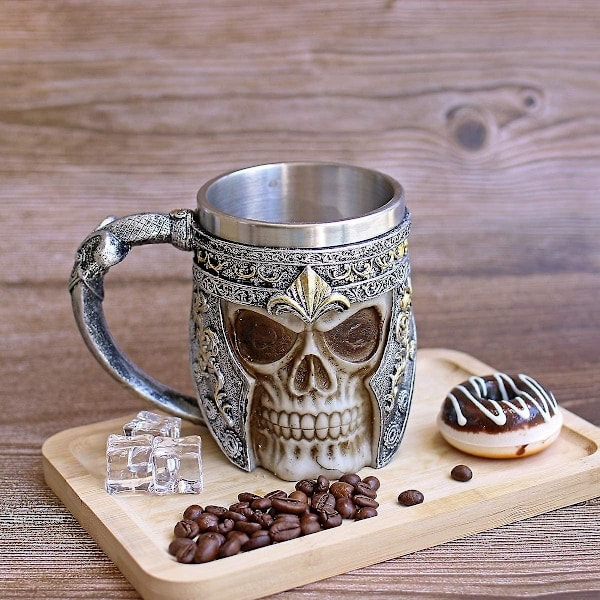 \"QD\" 500ML Kraniet Kaffekande Vikinge Kraniet Ølkrus Rustfrit Stål Foring Gave til Mænd Fars Dags Gaver