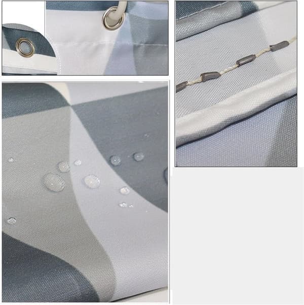 Grey Shower Curtain - Waterproof Thickened Polyester - 120x180cm with Hooks - Bathroom Decor