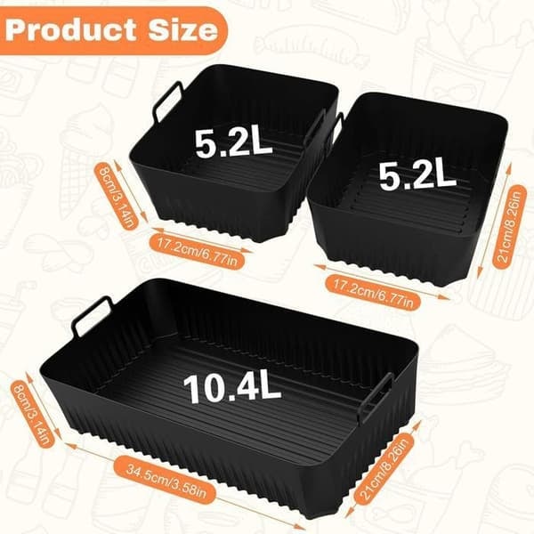 /QD/Air Fryer Form, 3 st Air Fryer-tillbehör för Ninja Air Fryer 10,4L AF500EU, Silikon Air Fryer-form för Ninja Foodi Flex 10,4 L