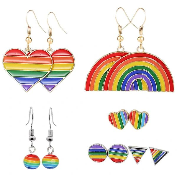 6 par Pride-øredobber Regnbuedråper Valentinsdag Regnbueøredobber Smykker