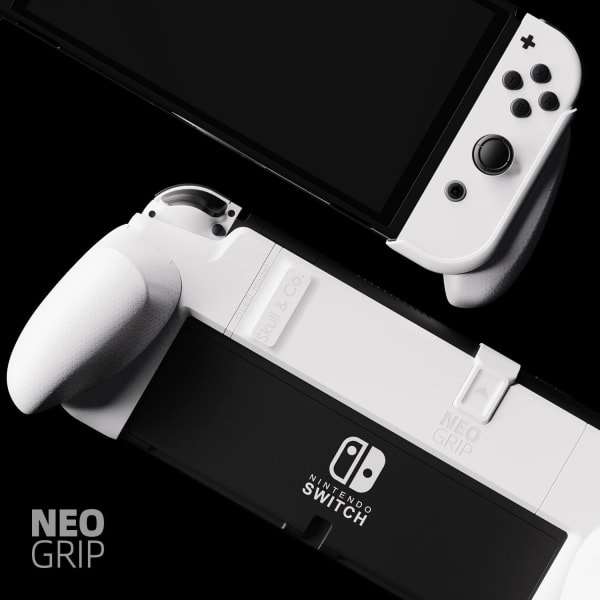 QD-Skull & Co. NeoGrip: Ett ergonomiskt grepp med hårt skal och utbytbara grepp [passar alla handstorlekar] blå,röd