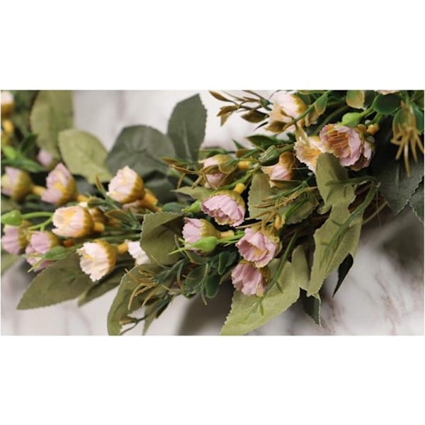 Vårkranser, 40 cm kunstig dørkrans med eukalyptusblader og små blomster for ytterdøren, bondegårdskrans, grønn vegg, innendørs utendørs dekor - lys farge_QF