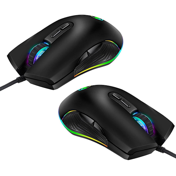QD-2x USB-C Mus Type C Ergonomisk Kablet Mus RGB Optisk Mus