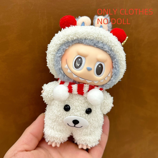 ONLY CLOTHES Söt V1 V2 LABUBU Blind Box Hänge Docka DIY Klä upp Kostym Litet Monster Haklapp Byxor Babykläder Från LBB-24
