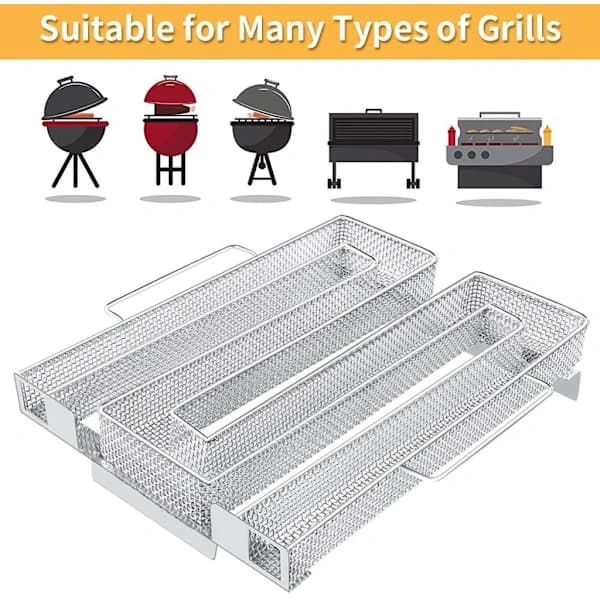 Koldrøgsgenerator Rustfrit Stål Net Røgbakke til BBQ Griller og Røgovne, Sølv 15 x 15 x 4 cm