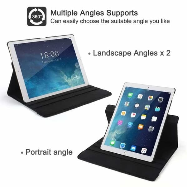 iPad Air 11″ (M2) 360° Älykäs Suojakuori Kotelo PU-Nahka Musta_qq