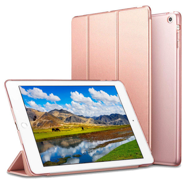 [QD] Smart Case kompatibel med iPad Air 2, Gennemsigtig Mat Bagside Magnetisk Etui med Auto Sleep/Wake - rosaguld
