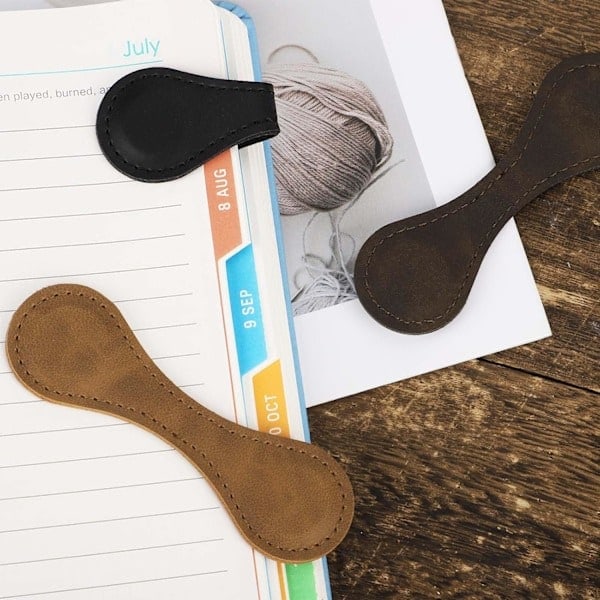 3 kpl Nahkaisia Magneettisia Kirjanmerkkejä, 10x3 cm Kaksipuolisia Magneettisia Kirjanmerkkejä Lukemiseen, Magneettiset Kirjamerkit Sivun Säilyttämiseen P...˜QD