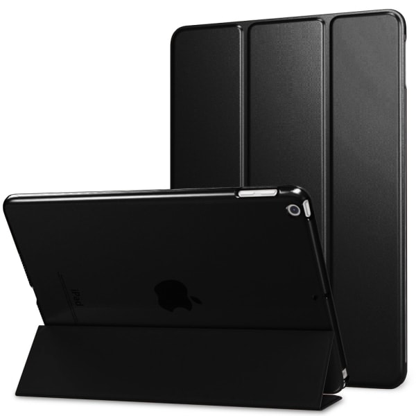 [QD] Fodral - Slankt, let Smart Case Stand Cover med gennemsigtig frostet bagside med automatisk vækning/søvn - Sort