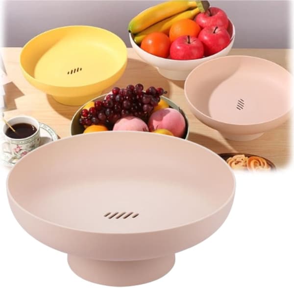 Fruktskål, fruktskål for benkeplate, plast, rosa, moderne, for kjøkken/stue, 26,5x26,5 cm