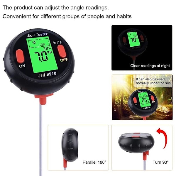\"QD\" Jordtester Multifunksjon Stor Skjerm Elektronisk Digital Display Jordfuktighet PH Temperatur I