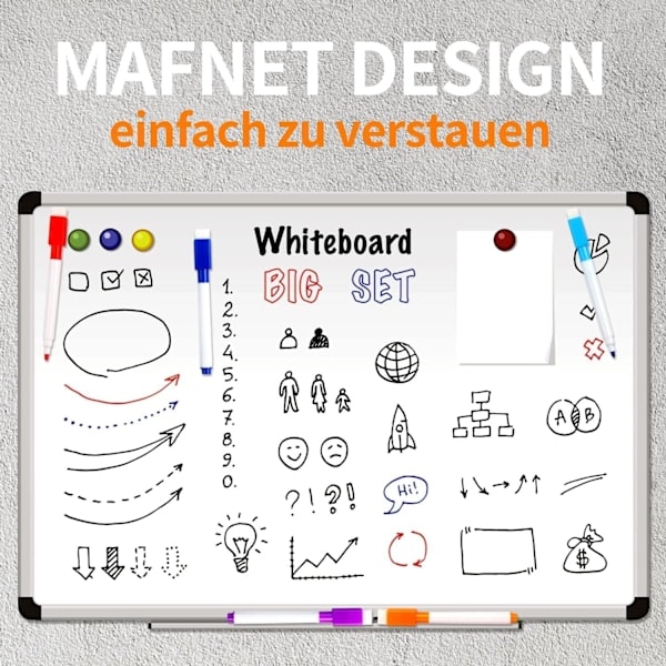[QD] Whiteboard Markers/Pens and Eraser Set for Kids, 9 Pieces, Fine Tip, Colour