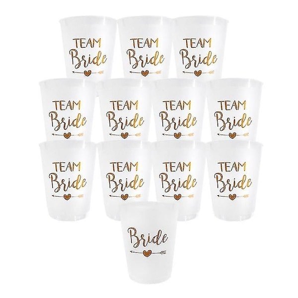 QD-12 kpl Team Bride Muovimuki Polttarit Läpinäkyvät Mukit Set