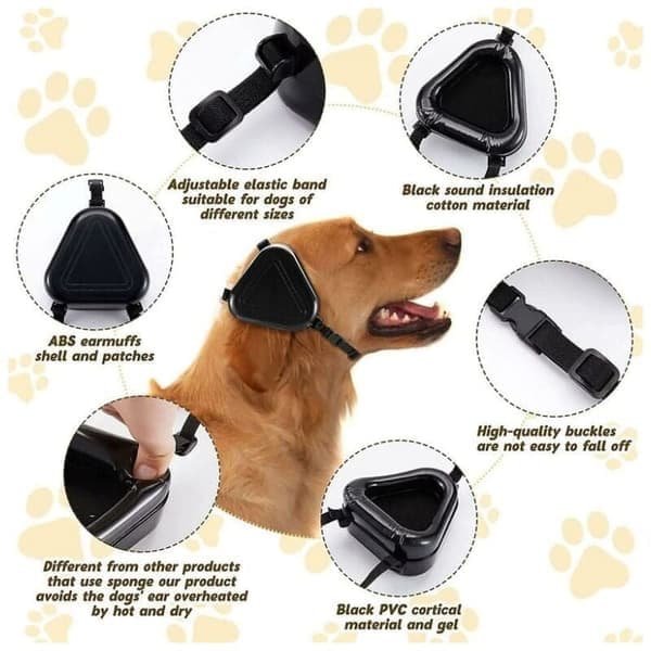 Dyretilbehør - Hundeørebeskyttelse - Støjbeskyttelse - Sort - Justerbar - ABS-PVC