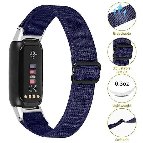Blødt justerbart nylon-erstatningsarmbånd til Fitbit Luxe - Multifarvet mørkeblå