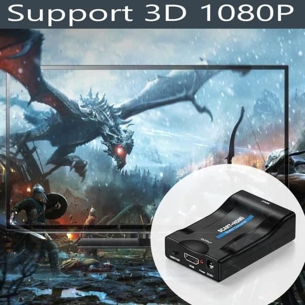/QD/SCART HDMI-adapter, SCART till HDMI-omvandlare med USB-strömkabel SCART till HDMI-omvandlare Full HD 720P-1080P, A711