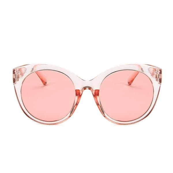 Pyöreät Läpinäkyvät Pinkit Aurinkolasit Retro Cateye_qq