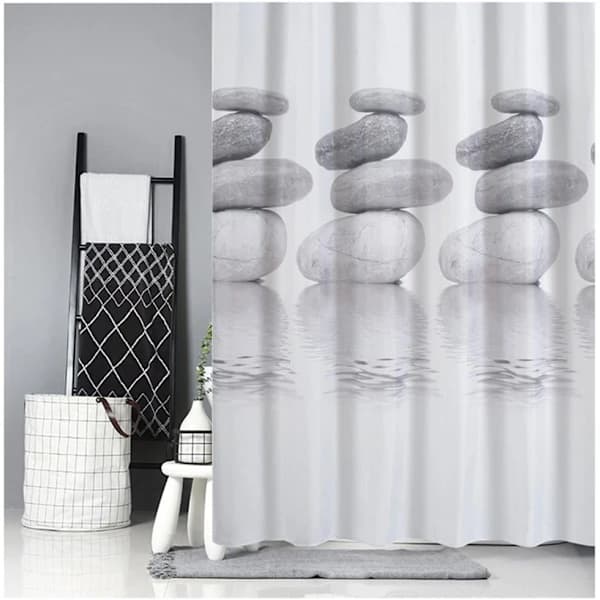 Duschdraperi 200x200 textil grå sten, mögelresistent