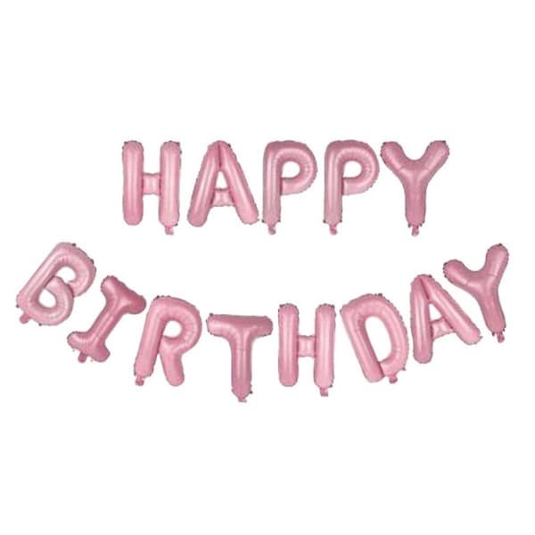 Happy Birthday Ballonger Fest Födelsedag Kalas Rosa_qq