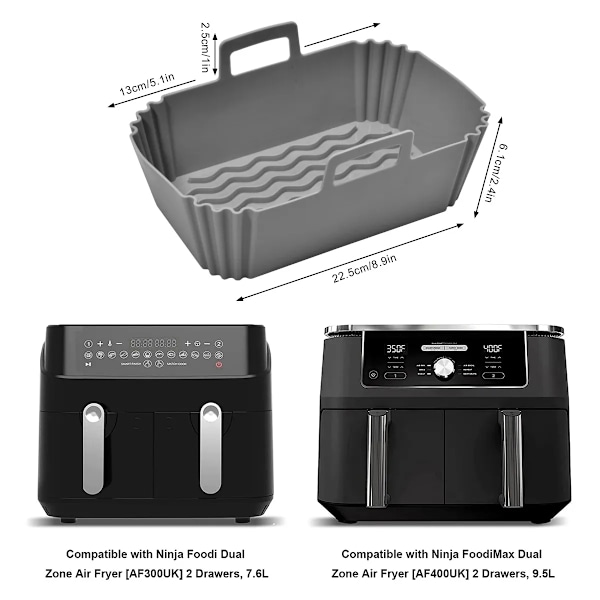 QU.2 stk. Air Fryer Silikonkurv Tykk Rektangel Ovn Bakebrett Gjenbrukbar Liner Form Innlegg Fat For Airfryers Pan Tilbehør
