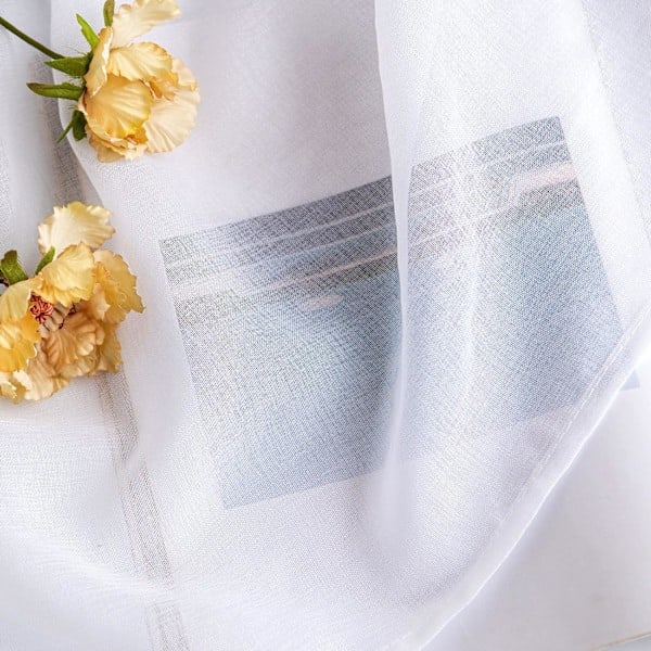 \"QD\" Sæt med 2 gardiner 140x260 cm Hvidt Øjet Voile Halvtransparente Indretningsgardiner til Soveværelse Stue Hjem