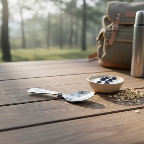 304 Rustfrit Stål Foldbar Ske, Bærbart Bestik Til Udendørs Picnic, Camping & Rejser