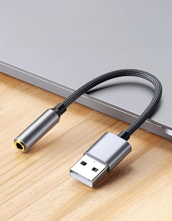 USB - 3,5 mm (naaras) äänisovitin, harmaa