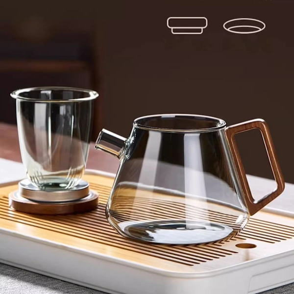 QU.GIANXI Kaffemaskine Familie Glas Tekande Sæt Klart Glas Tekop Kung Fu Lille Tekop Pyrex Te Sæt Blomst Tekande