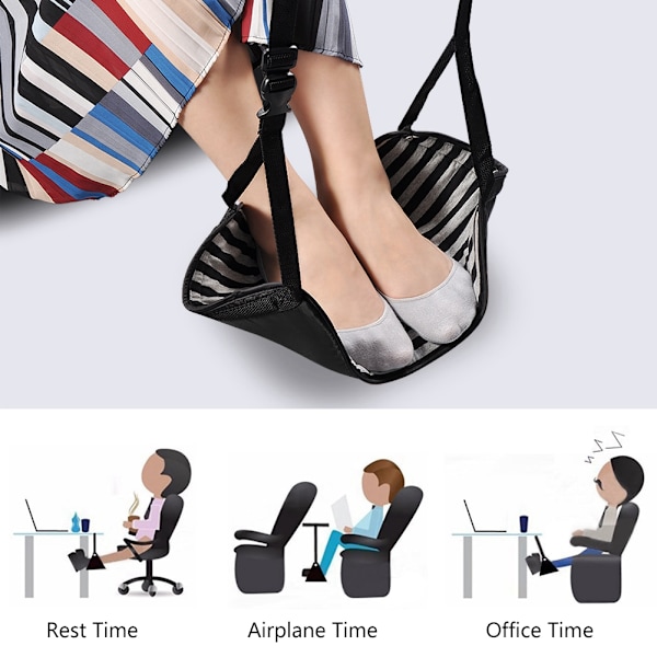 Portable Adjustable Foot Rest Hammock for Air Travel and Office Comfort