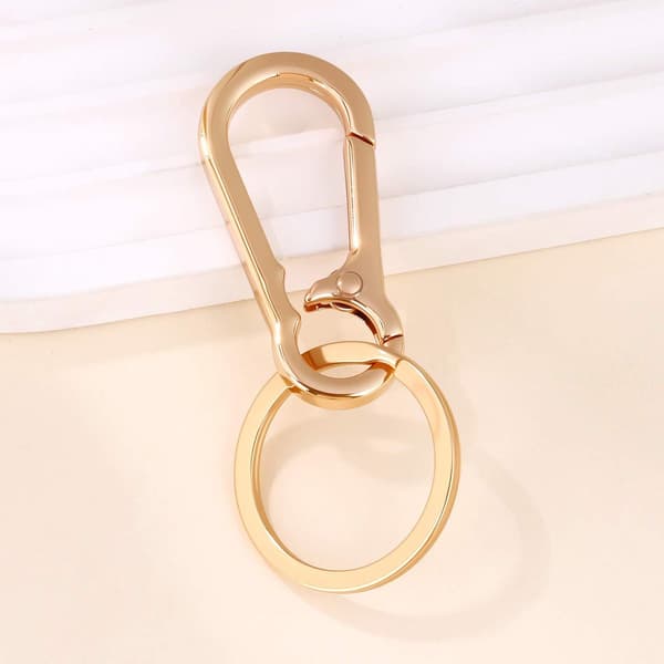 Karbinhake med nyckelring, rostfritt stål, 70x30mm, guld/svart, 2-pack