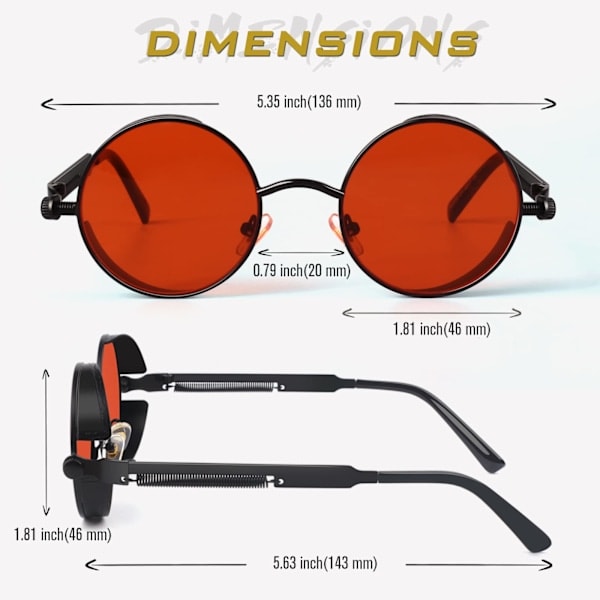 QD-Retro Runde Cirkel Polariserede Steampunk Solbriller Mænd Kvinder UV400 Beskyttelse