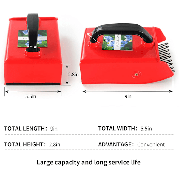 Blåbär- och björnbärskam, bärplockare med metallkam, 24 x 14 cm (svart-röd)_GOD
