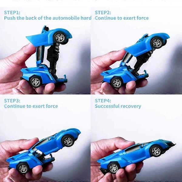 To-i-ett transformerende robotbil Lamborghini modell mini automatisk transformerende robotleketøy [] Blå