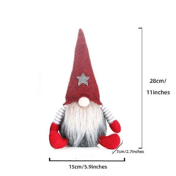 Julemand Plys Tomte Dværgefigur Ornament Jul (rød)