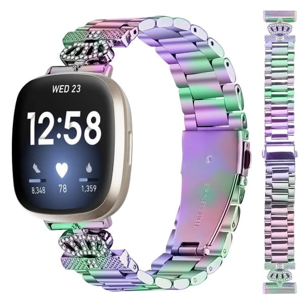 Kimalteleva kellonranneke kolmella helmellä Fitbit Versa 3/4/Sense 2 -kelloon_qq