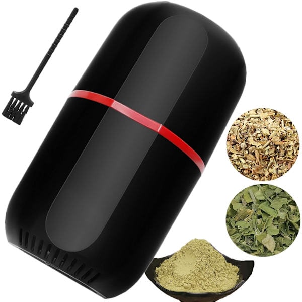 QU) Elektrisk kaffekvarn, liten kaffebönkvarn/kaffeblandare/kaffekvarn för kryddor, mat, nötter, örter med rengöringsborste