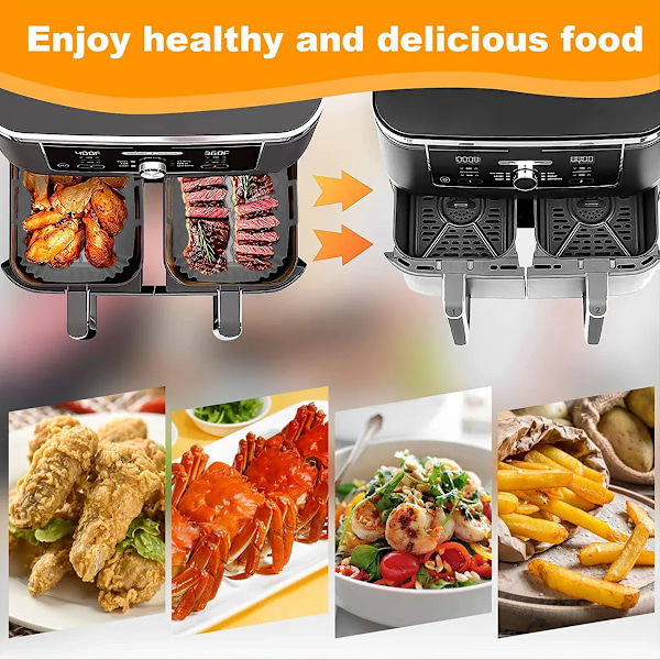 QU.2 stk. Air Fryer Silikonekurv Tyk Rektangel Ovn Bageplade Genanvendelig Liner Form Indsats Fad Til Airfryers Pande Tilbehør