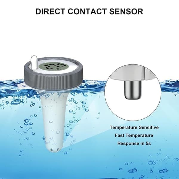 Trådløst Flydende Pooltermometer med LED-display, Vandtæt IPX8 - Til Pool & Spa