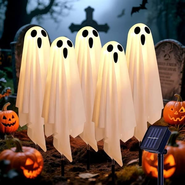 Halloween Spøkelses Solcellelampe 5-pakning for Hage, Gangvei og Utendørsbelysning