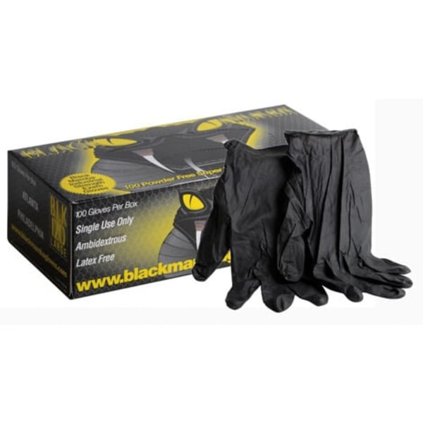 QQU-Black Mamba Nitrilhandskar Svarta Std - Förpackning med 100 STRL XL - 9/10