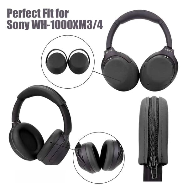 Øreputer, deksler og pute for hodebøyle til Sony WH-1000XM3/4 Svart