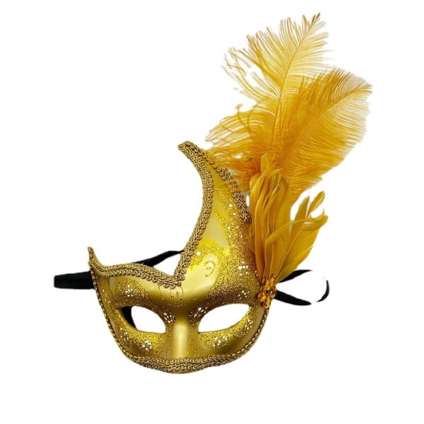 Halloweenmask, maskerad, karneval, festdans, kostym cosplay fest, modevisning för tjejer, damer och damer. (guld) Sunmostar