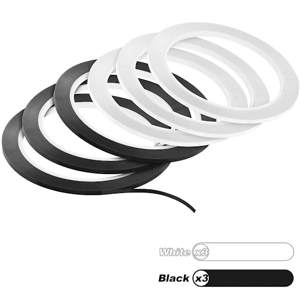 6 Ruller 1/8 Tommers Tynn Whiteboardtape Tørrslettingsbrett Linjetape for Whiteboard Markering Rutenett Dr