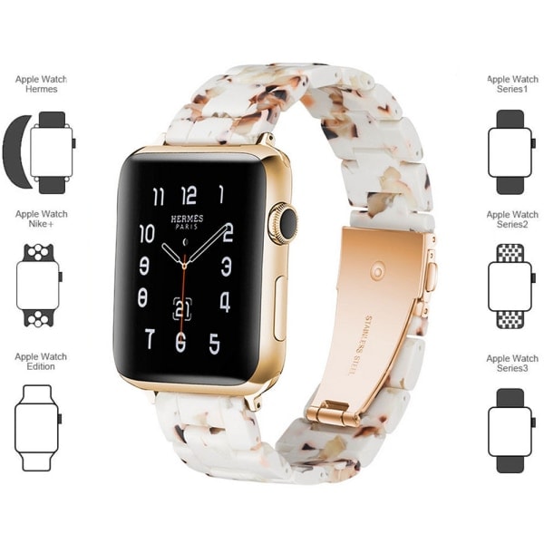 [QD] Kompatibelt med Apple Watch armband 38-40mm/42-44mm Serie 5/4/3/2/1, Smalt hartsarmband -42-44mm-nougat