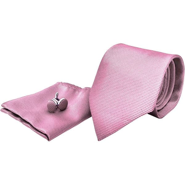 Kostymtillbehör | Slips + Näsduk + Manschettknappar - Rosa