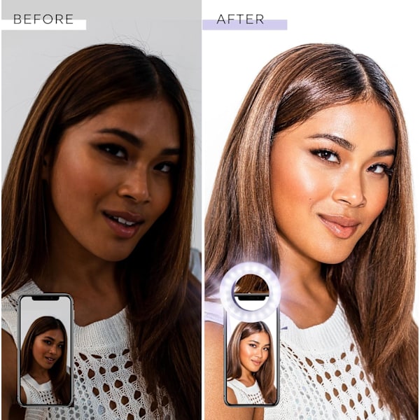 Selfie Ringlys, Lysclips til iPhone, Android og Laptopkamera | 3 Justerbare Lysindstillinger