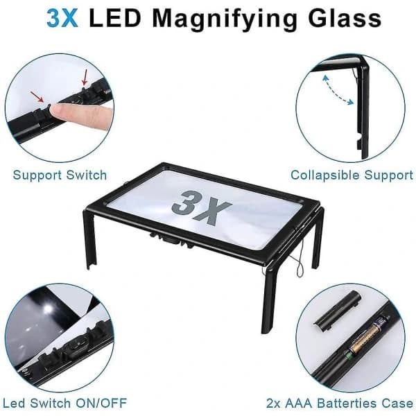 3x förstoring läsglas Förstoringsglas med ljus