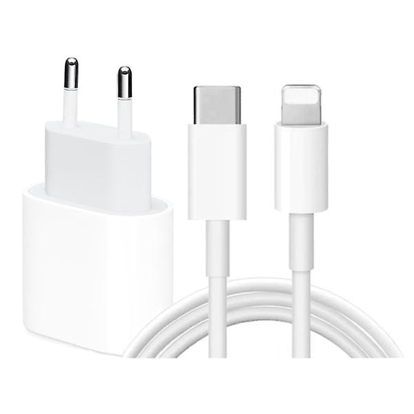2-pak adapter + ladekabel iOS-enhed højhastighedsopladning iPhone 20w hurtiglader USB-C til Lightning-kabel