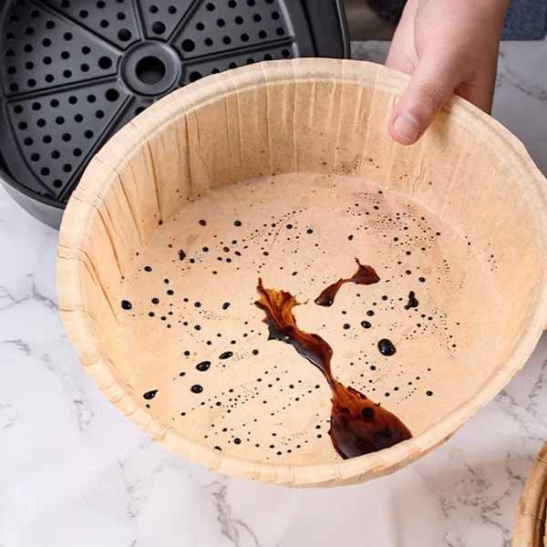 QU.200 kpl Leivinpaperi Air Fryer -laitteeseen, tarttumaton, kertakäyttöinen, rei'ittämätön pyöreä leivinalusta A